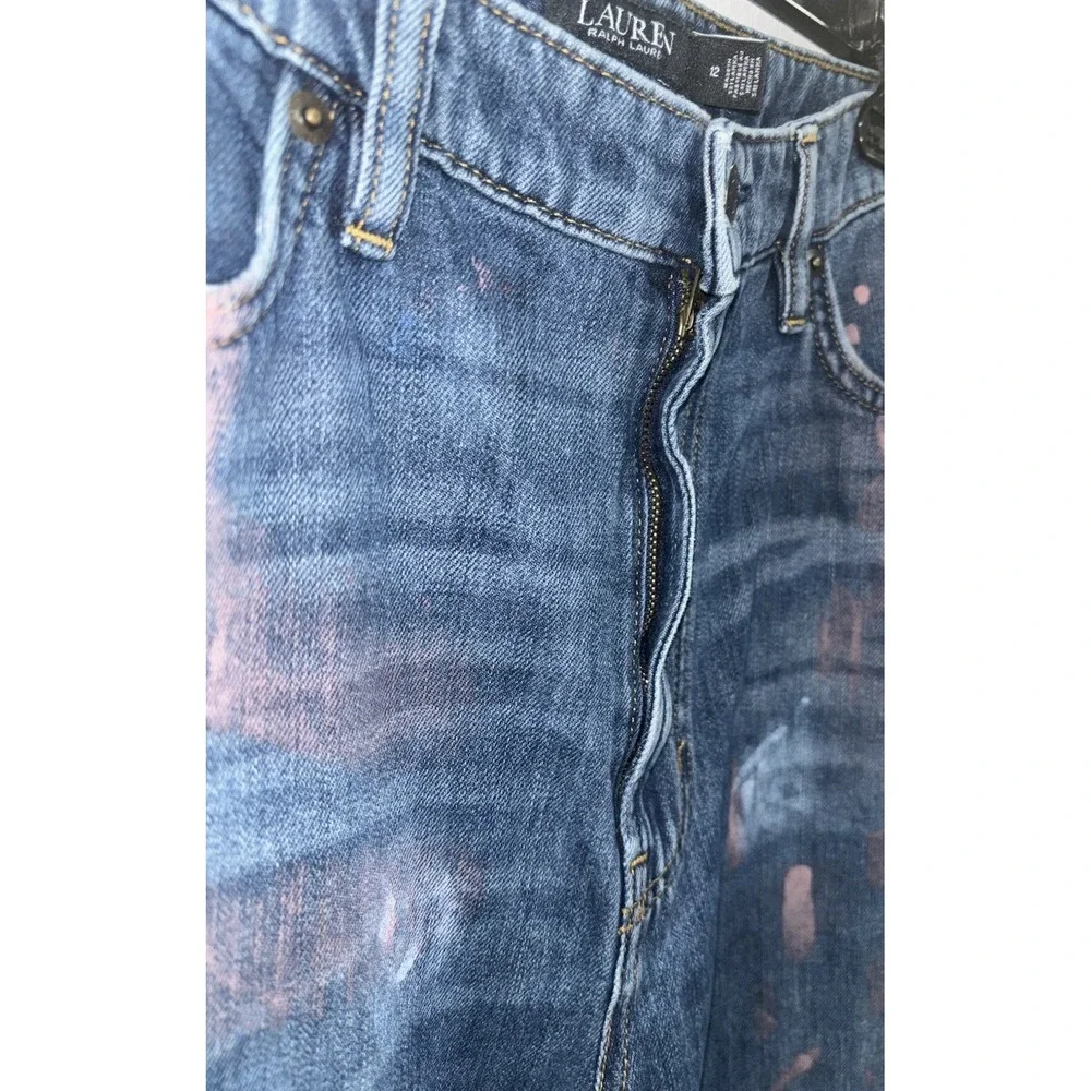 Lauren Ralph Lauren Sz 12 Painted High-Rise Relaxed Cropped Jean Atlas Wash Boho